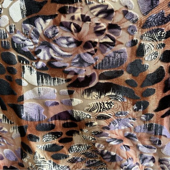 Alberto Makali Velvet Ruched Mini Dress Leopard Print Long Sleeve Size Small - Picture 3 of 12